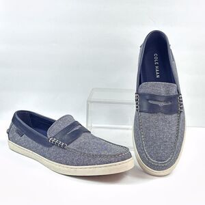 Cole Haan Grand OS Shoes Penny Loafer Mens 11 M Navy Canvas Slip On Casual